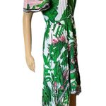 Flying Tomato Green Pink Tropical Palm Leaf Off The Shoulder High Low Midi Dress Photo 2