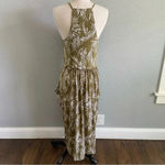 Madison Palm Tree Print dress Size Large Vacation‎ Beach Pockets Green Photo 3