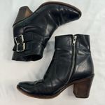 J.Crew  Dean Leather Ankle Boots Black Buckle Size 7 Block Heel Moto Boho Classic Photo 0