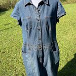 Faded Glory  denim pullover midi dress button/zip closure, collared cap sleeves. Photo 0