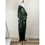 Superdry Green Sequin Wrap Midi Dress Long Sleeve V Neck Party Size US 12 Rare Photo 15