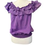 Lavender Brown  NWT 100% SILK ruffled purple womens top size large Photo 0