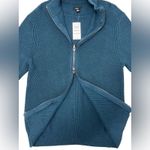 Alfani Ribbed Knit Mock Dual Zip Kale Green Sweater Size M Modern Academia NWT Blue Size M Photo 3