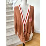 Aerie  Burnt Orange Brown Waffle Oversize Varsity Stripe Cardigan Photo 2