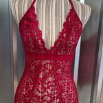 Victoria's Secret  Red All Lace Nightie Halter Babydoll Bodycon Garters XS new Photo 0