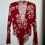 Aeropostale  long sleeve wrap front red floral bodysuit, M Photo 0