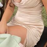 Azazie Champagne Satin Bridesmaid Dress Photo 3