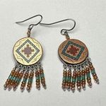 Native American Indigenous Style Dreamcatcher Dangle Drop Pierced Earrings Photo 0
