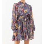 Chic Wish Flying Petals Print Puff Sleeve Ruffle Dress in Lavender Photo 1