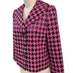 Le Suit Collections for Hot Pink Black LG Houndstooth Cotton/Poly Jacket 16 NWOT Photo 2
