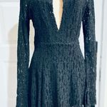 Free People  Cut Out See-Through Lace Teen Witch Mini Dress Black Shearling med Photo 0