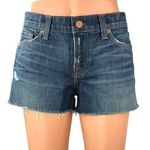 J Brand  Dark Wash Mid Rise Frayed Raw Hem Cut Off Stretch Denim Jeans Shorts 26 Photo 0