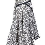 Zac Posen RARE black white pleated A-line skirt grosgrain trim Size 10 EUC Photo 4