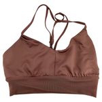 Alo Yoga  Lavish Bra Bralette Glossy Jersey Mesh Slim Straps Woodrose S Photo 1
