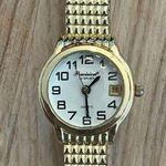 Precision by Gruen Ladies Watch White Dial Gold Tone Stainless Stretch Bracelet Photo 1