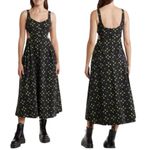 Topshop NWT  Cutout Fit & Flare Cotton Dress Black Green Photo 3