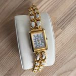 Sonnet Ladies Watch Gold Tone and White Leather Weave Bracelet White Dial Photo 2