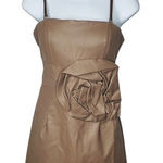 Lucy Paris Lucy & Co. Faux Leather Dress Strapless Rosette Cocktail Taupe Size Small NWT Photo 0