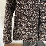 Vintage 70s Cottagecore Quilted Band Collar Jacket Brown Velveteen Floral S Photo 4