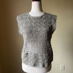 Y2K The Limited Handknit‎ Ribbon Yarn Crochet Top Gray Sage Boho Festival Medium Green Photo 7