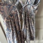 Free People  Delfonic Flirty Paisley Romper Size 2 Blue Cross Back Straps Lined Photo 8