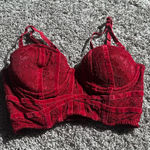 Elegant Red Lace Crop Top Photo 0