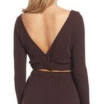 4th & Reckless Ribbed long sleeve Crop Top v back Brown Size L Photo 3