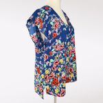 Rachel Roy  Blue Floral V Neck Flutter Sleeve Blouse Large Photo 5