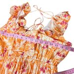 CELINA MOON 100% cotton boho long metallic maxi dress S‎ Orange Photo 7