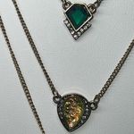 Vintage Layered Green and‎ Opal Stone Necklace Gold Photo 1