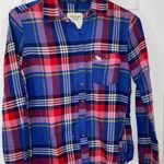 Abercrombie & Fitch Blue and Pink Plaid Button Down Long Sleeve Top Photo 0