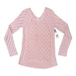 Max Studio Pink V-Neck Sweater with Intricate Knit Photo 1