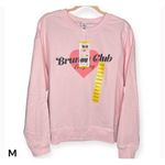 Wildfox $110  "Brunch Club" Pink Oversized Crew Graphic Bubble Print Sweatshirt Photo 6