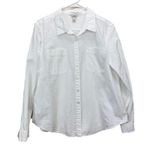 LL Bean White Stripe Long Sleeve Button Up Cotton Seersucker Shirt LARGE PETITE Size undefined Photo 2