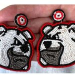 Bulldog Earrings UGA Dawgs University of Georgia Beaded Dangle Post New … Photo 4