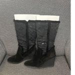 Coach New In Box Woman Jordana Wedge Boot Black Suede Signature Logo Fur Size 9 Photo 1