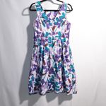 Carole Little 100% Cotton Dress Purple Blue Abstract AOP Boho Fairy 6 *No belt Photo 1