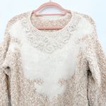 VTG Womens Sweater Size L Cream Knit Textured Cottage Cozy Slouchy Heavyknit 90s Tan Size L Photo 1