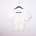 Reformation Sonny Organic Cotton Poplin Stretch Ruched Puff Short Sleeve Blouse Photo 0