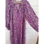 Adam Tucker Tucker Size S Purple Cream Patterned Midi Dress Bohemian 3/4 Sleeve Button Front Photo 5