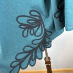 Chico's  Womens Soutache Cardigan Sweater Size 2 Large Peacock Teal Cotton Photo 1