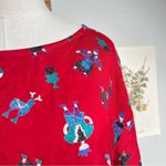 Putumayo 90s  Vintage Dropwaist Folk Print Red Dress Large Photo 3