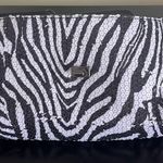 Badgley Mischka Black & White Zebra Print Sequin Embellished Crossbody Handbag Photo 9