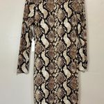 Leith Women’s Long Sleeve Snake Print Dress Tan Taupe Size Small NWT Photo 6
