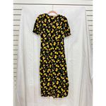 O.p.t. Melanie Lemon Printed Puff Sleeve Slit Midi Dress Black/Yellow Women's M Size M Photo 5