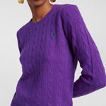 Ralph Lauren Polo  Cashmere Purple Cable Knit Crewneck Sweatshirt New Small Photo 0