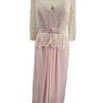 Jenny Packham Dress 8 Blush Lace Peplum Maxi Gown New Photo 2