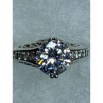 DQ CZ 8.44mm Cubic Zirconia High Setting Sterling Silver CZ accents SZ 11 Ring Photo 2