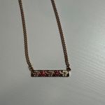 LC Lauren Conrad Lauren Conrad LC Elegant Pink and Gold Bar Necklace Floral Photo 2