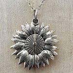 Silver tone you are my sunshine flower pendant necklace Photo 0